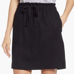 Caslon Drawstring Paperbag Waist Linen Blend Skirt Mini Skirt, EUC!